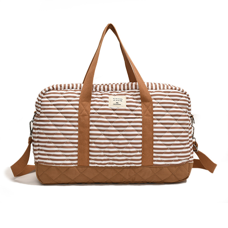 Fashion striped spring mommy bag for traveling, high-value hand-held mother and baby bag, large-capacity single-shoulder mommy bag - Image 6