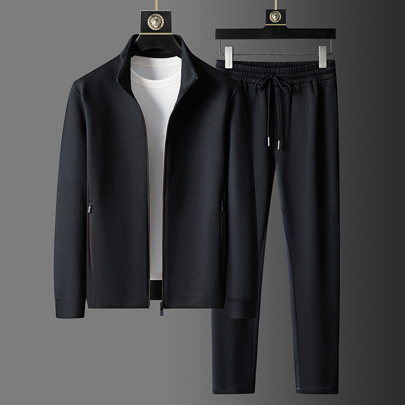 2025 Spring/Autumn New Men's Stand Collar Zipper Long-Sleeved Cardigan and Trousers Fashionable Casual Suit - Image 7