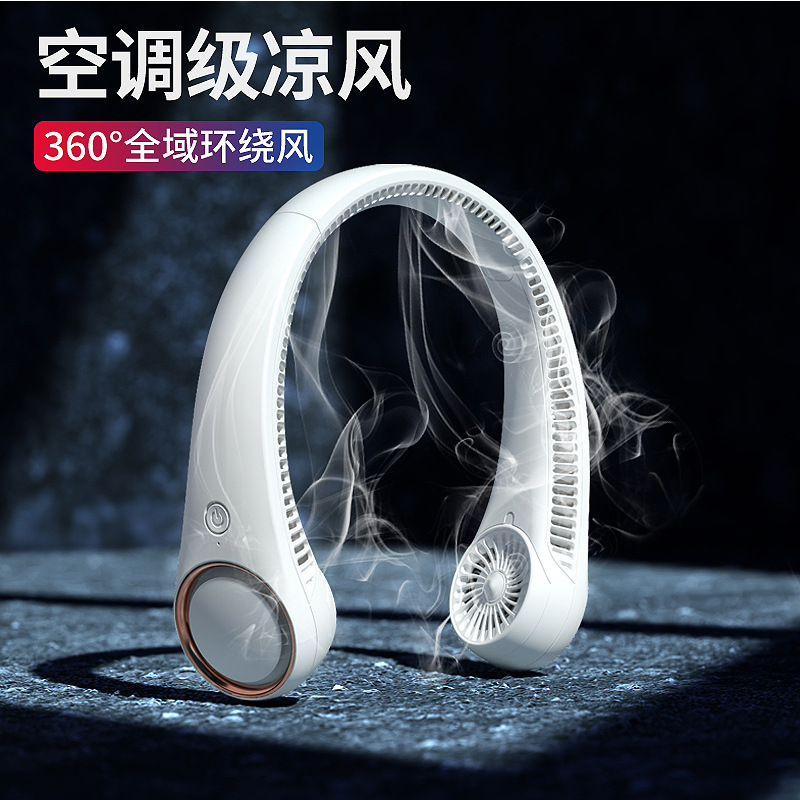Cross-border new lazy USB mini hanging neck fan leafless mute summer artifact sports convenient small fan batch - Image 5