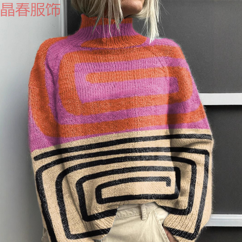 New Christmas Abstract Print Casual Cape Cardigan Sweater for Foreign Trade and Cross-Border - Image 2