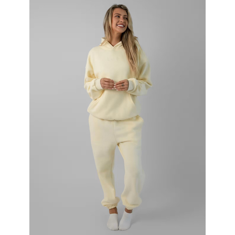 2026 European and American cross-border high-quality spring and autumn new TK Amazon solid color casual sports hoodie set for men and women. - Image 7