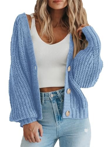 Cross-border women's clothing Amazon autumn/winter V-neck chunky knit cardigan women's lazy style knit sweater factory customization - Image 28