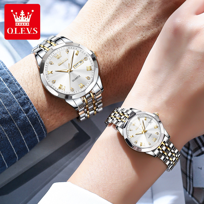 A dropshipping Oris brand watch fashion elegant double calendar waterproof quartz watch couple men and women watches - Image 8