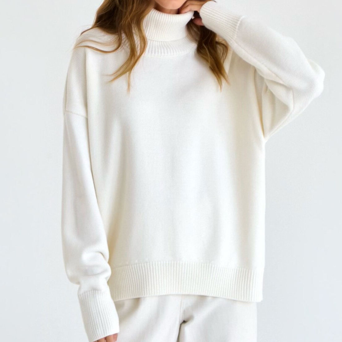 Women's solid color turtleneck sweater, European and American style, autumn and winter loose fit, versatile, classic best-selling knitwear, factory price wholesale. - Image 4