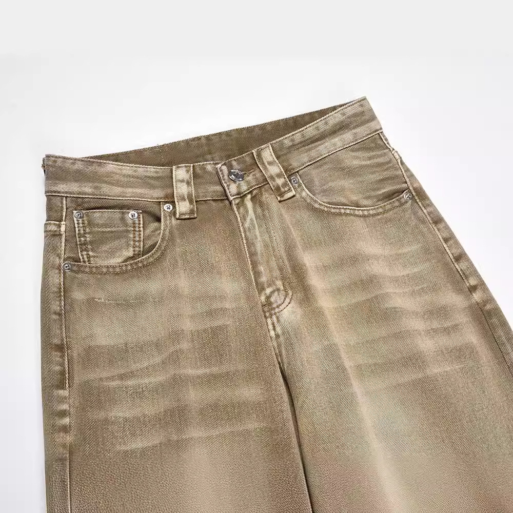 Jiayiku Men's Wear∣American high street retro jeans wasteland style heavy washed raw edge loose straight trousers - Image 4