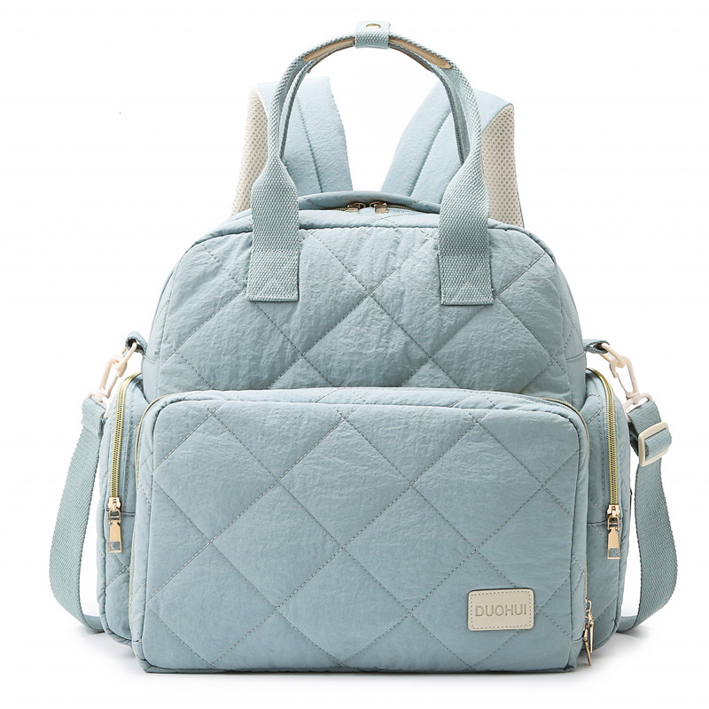 Mommy bag new clothing fabric large rhombus multifunctional mother and baby bag for going out with diaper pad large capacity mommy bag - Image 6