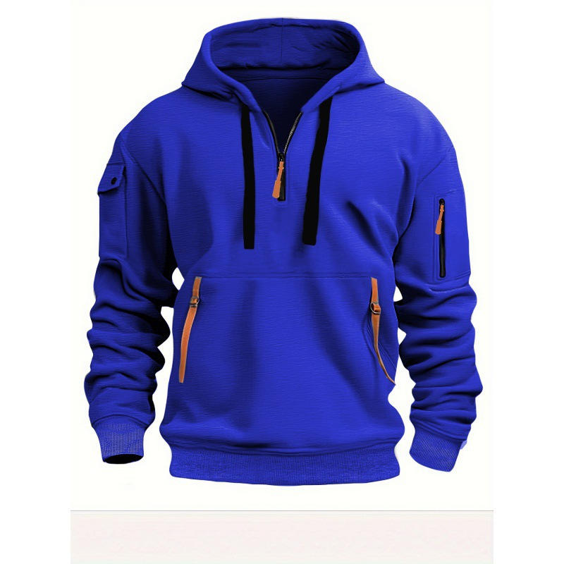 2024 Cross-border Spring and Autumn Men's Sweatshirt Hoodie Zipper Multi-pocket Pullover Men's Sports Casual Jacket - Image 12