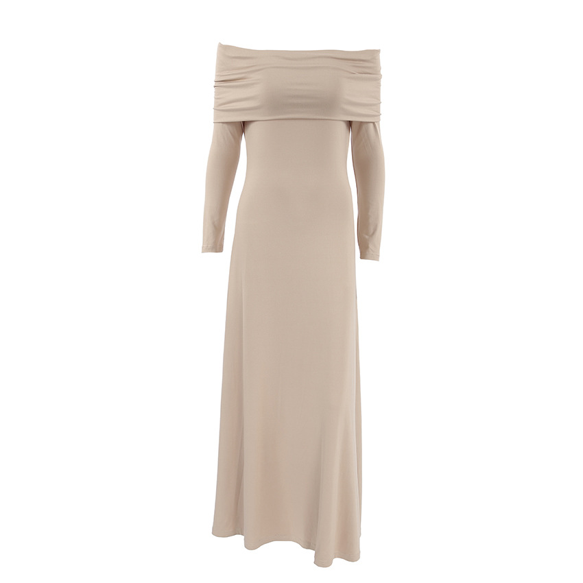 French-style sexy off-shoulder fitted dress, 2024 autumn/winter new style, niche off-shoulder simple evening gown for women. - Image 5