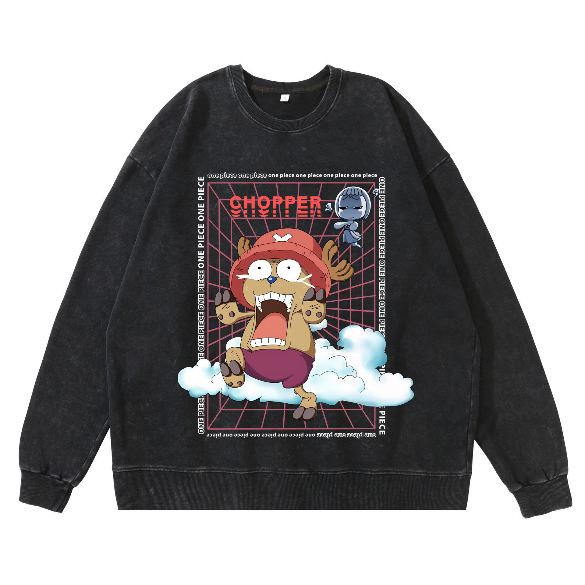 360g heavy washed retro sweatshirt street hip-hop anime American style pirate Luffy Zoro cotton autumn sweatshirt - Image 7