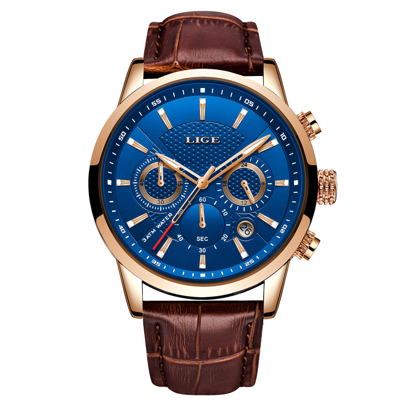New LIGE 9866 men's sports quartz watch waterproof steel belt binocular multifunctional watch business watch - Image 6
