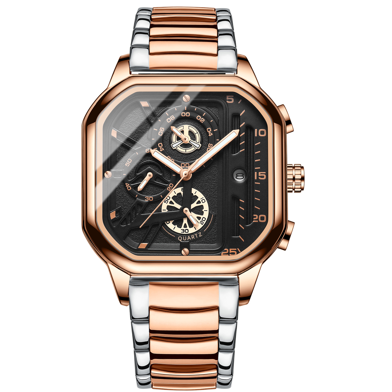 2022 New Black Warrior Square Men's Watch Authentic Student Light Luxury Non-Mechanical Quartz Watch Cross-Border Live Broadcast - Image 8
