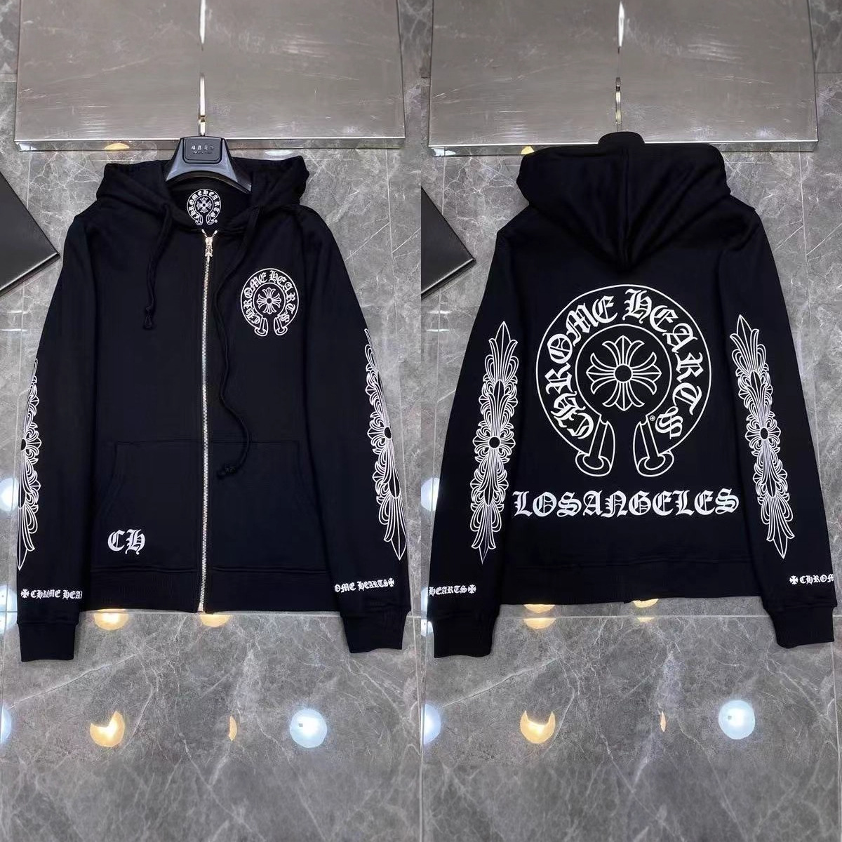 2026 New Cross-Border CH Hoodie Cross Horseshoe Couple Zipper Hooded Sweatshirt Jacket Trendy Brand 30/1 - Image 2