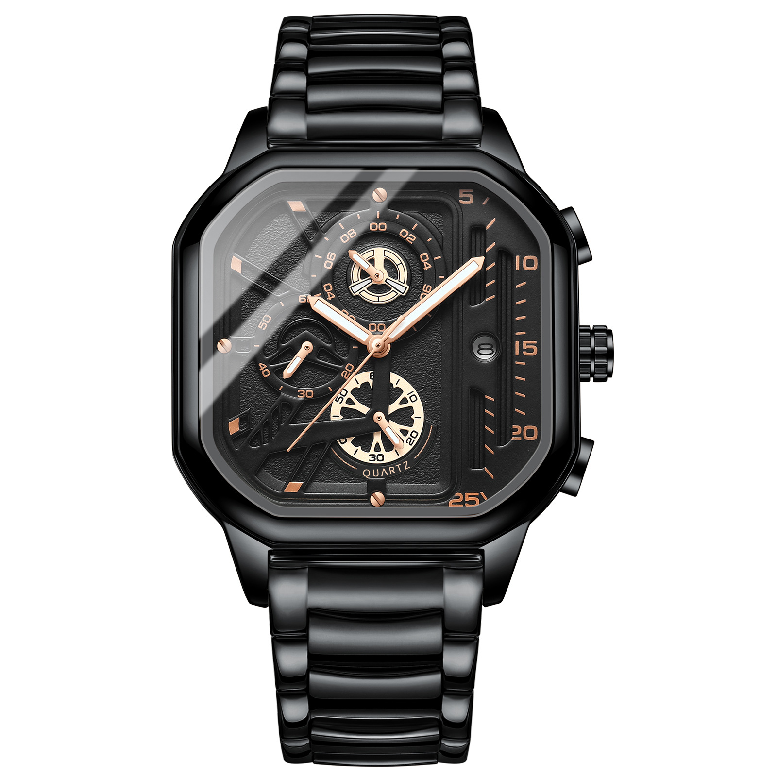 2022 New Black Warrior Square Men's Watch Authentic Student Light Luxury Non-Mechanical Quartz Watch Cross-Border Live Broadcast - Image 2
