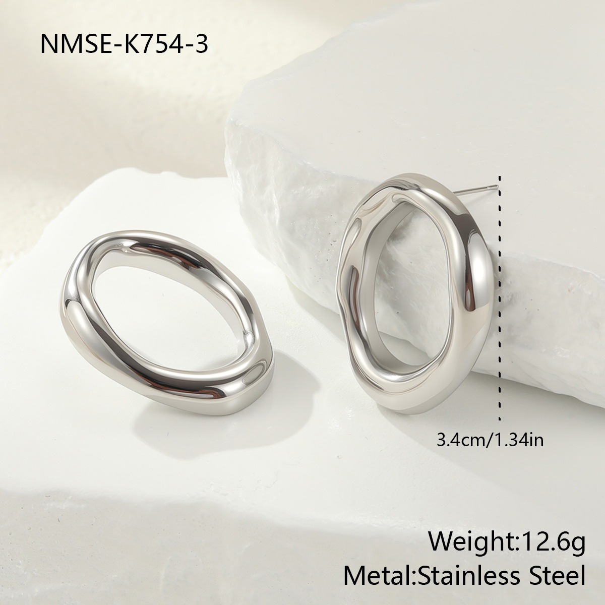 Cross-border European and American style personalized geometric hollow stainless steel necklace, bracelet, earring jewelry set, versatile ring wholesale - Image 10