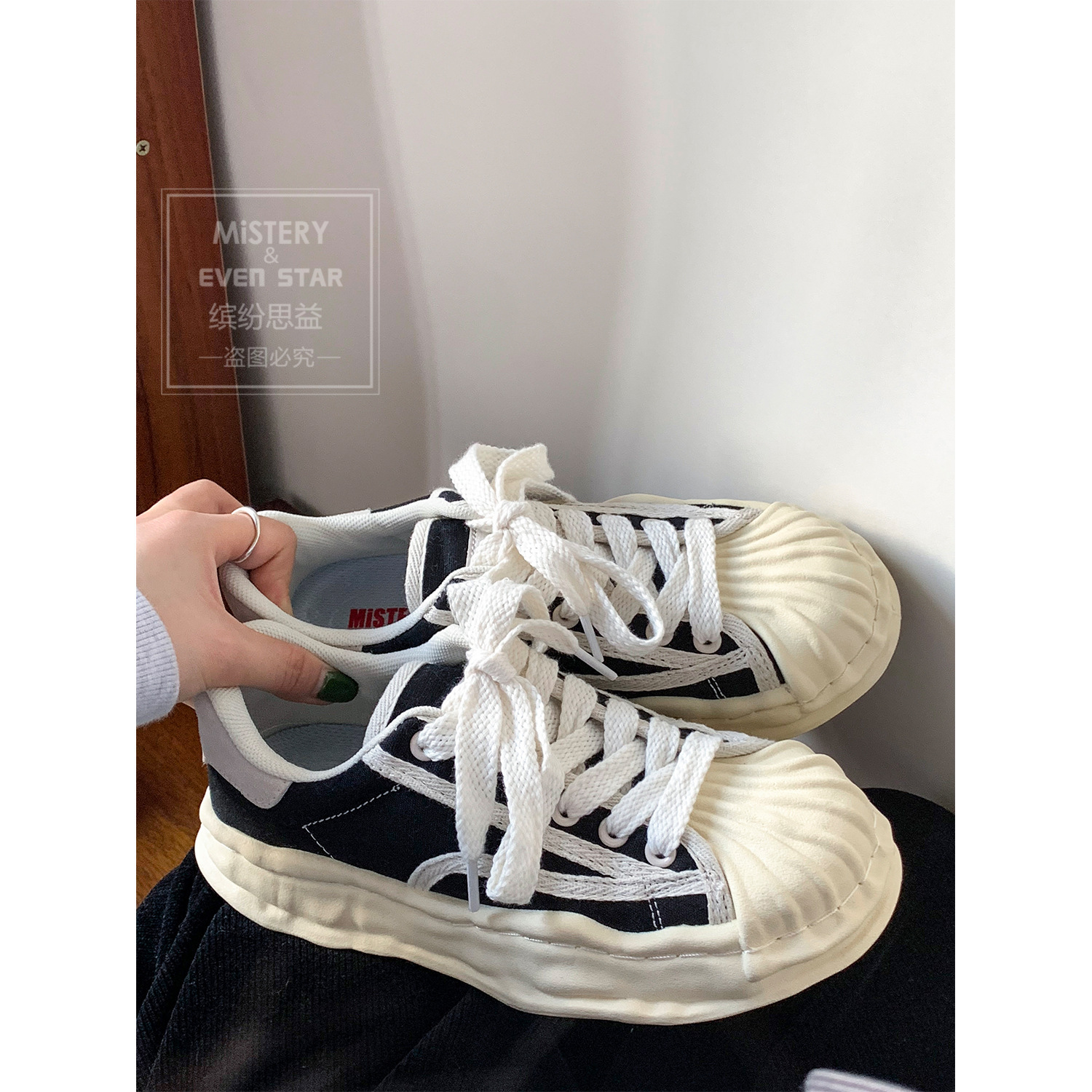 Thick-soled shell toe dissolving canvas shoes for women 2023 spring new height-increasing sports shoes all-match board shoes MIS-634 - Image 8