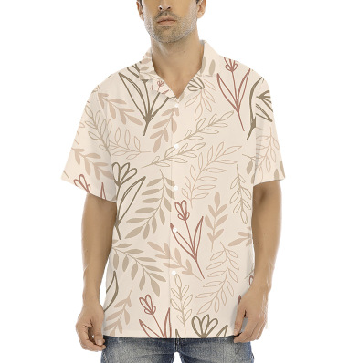 Cross-border foreign trade 2023 men's Hawaiian short-sleeved shirt men's lapel shirt holiday casual T-shirt - Image 18
