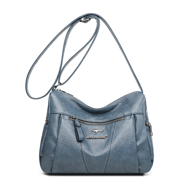 Cross-border women's bag soft leather shoulder bag trendy retro fashion Messenger bag large capacity elegant temperament mother bag - Image 9