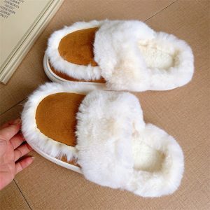 Foreign trade large size cotton slippers, simple and fashionable couple winter soft thick bottom confinement warm plush home shoes for men and women