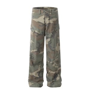 G6425-Mankun 2024 American retro trend street heavy craft camouflage design straight men's denim trousers