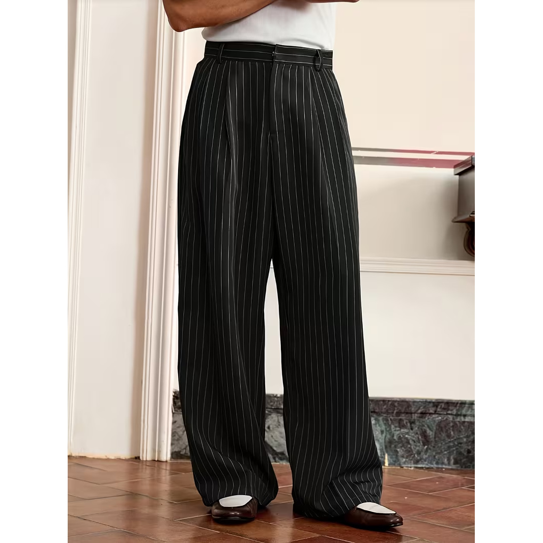 2026 Autumn/Winter New Cross-Border European Size Men's Wide-Leg Loose Casual Pants with Flowy Japanese Style Suit