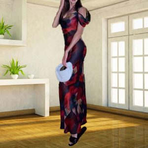 Women's Printed Chiffon Suspender Dress