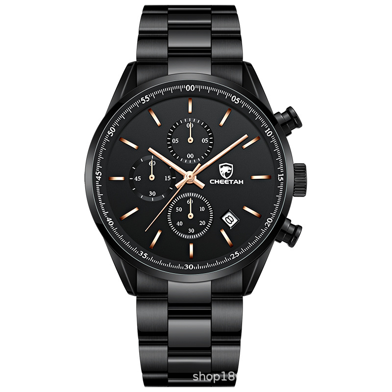 CHEETAH watch business casual men's watch multi-function waterproof quartz watch steel strap men's watch calendar - Image 3