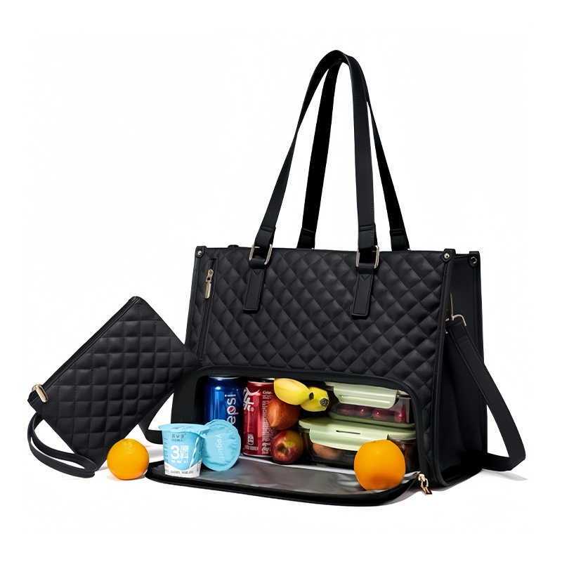 Spot new product 2 in 1 handbag lunch bag combination bag large handbag insulated lunch box female crossbody computer bag