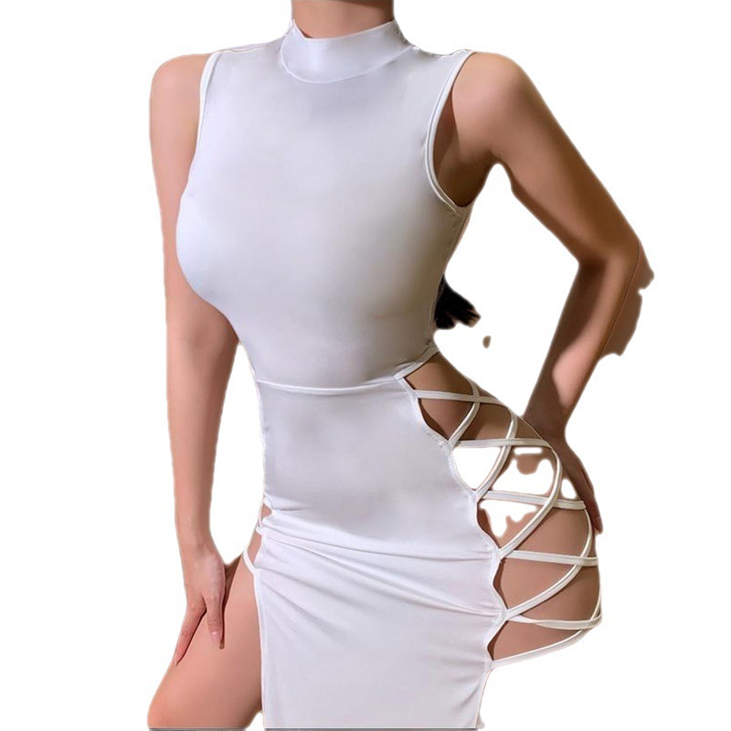 Amazon hot style Europe and the United States 2023 summer new sexy vest strap skirt sexy high slit strap skirt women - Image 5
