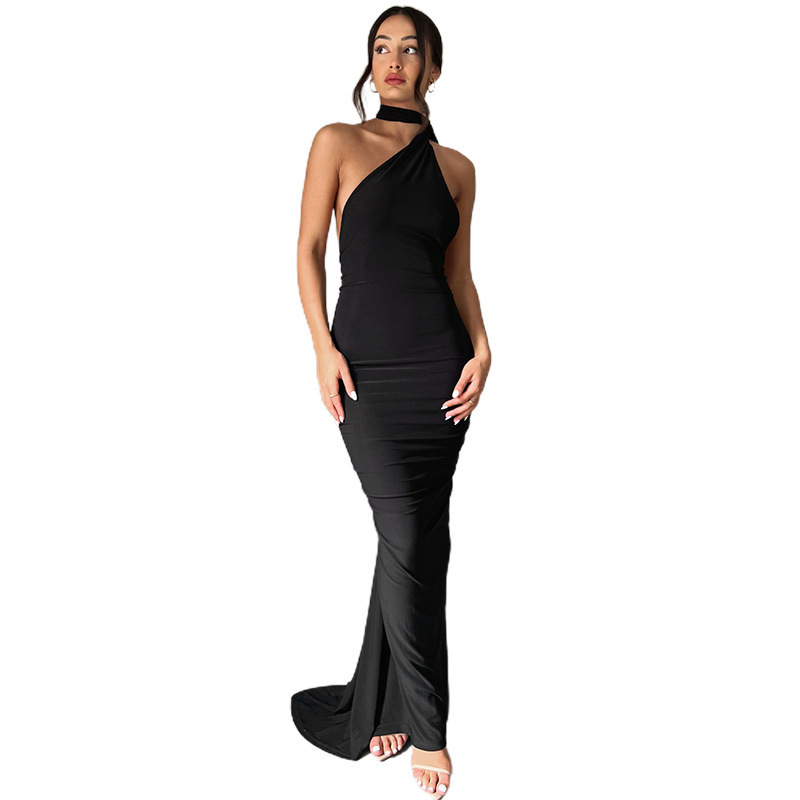 2024 spring and summer new European and American style cross-border women's clothing sexy backless halter neck hip-covering slim evening dress for women - Image 6