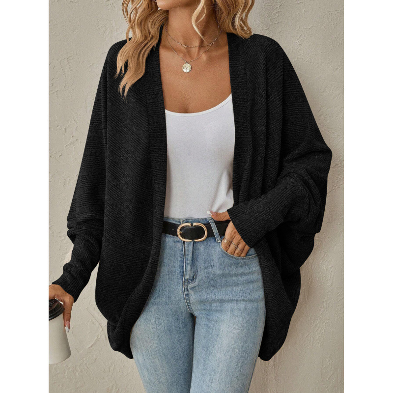 2025 European and American women's clothing autumn and winter new knitted cardigan AliExpress solid color cardigan mid-length knitted sweater - Image 4