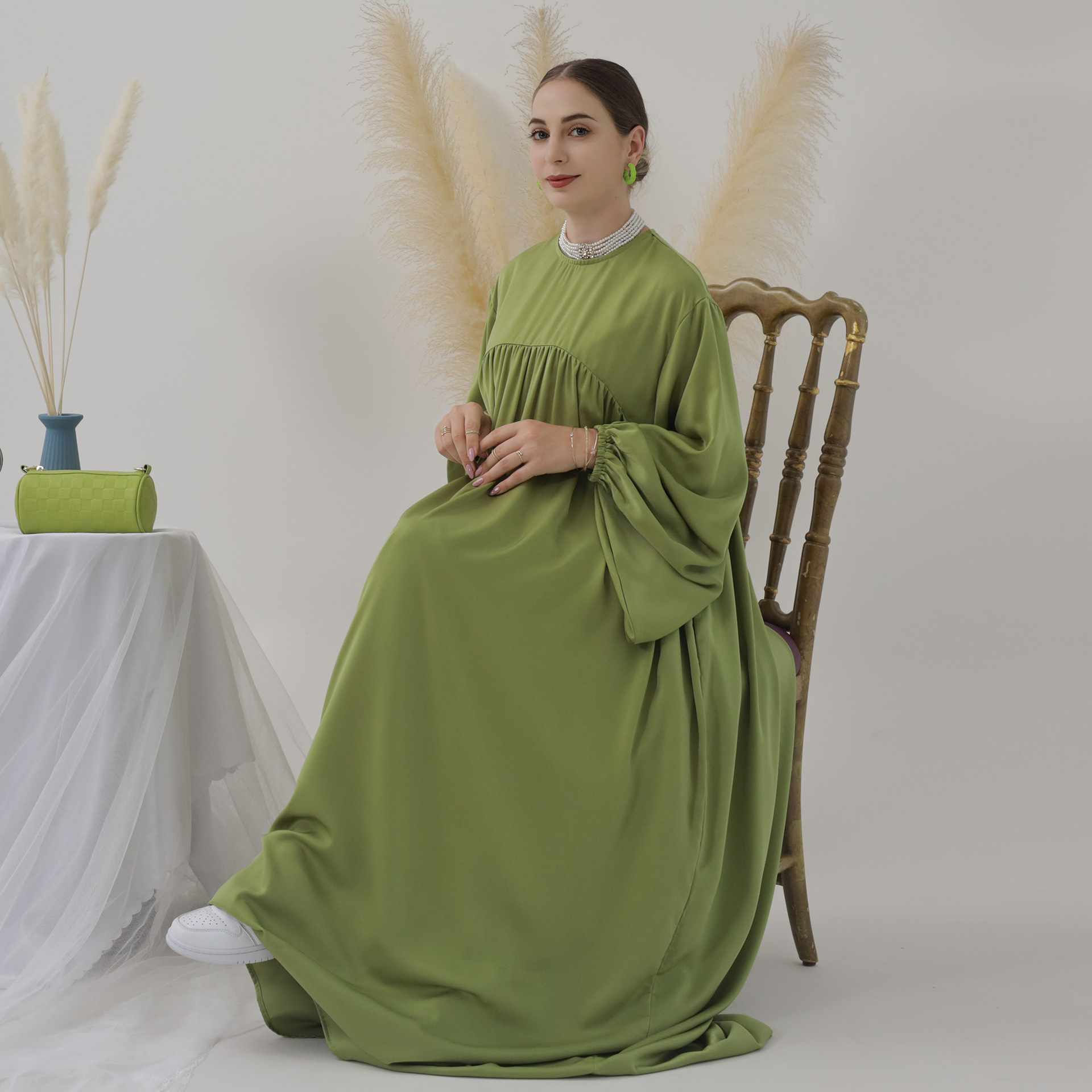 2023 Loriya AliExpress Amazon Swing Solid Color Loose Comfortable Robe Dress LR592