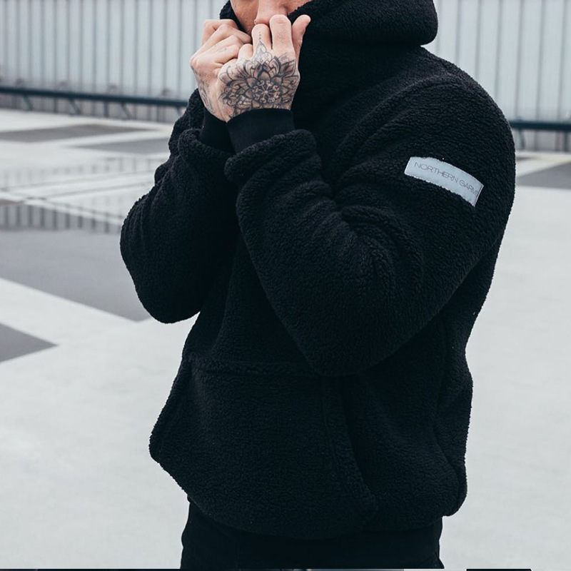 2023 European and American cross-border men's sweatshirt solid color coat autumn and winter new hooded top plush sweatshirt for men AliExpress
