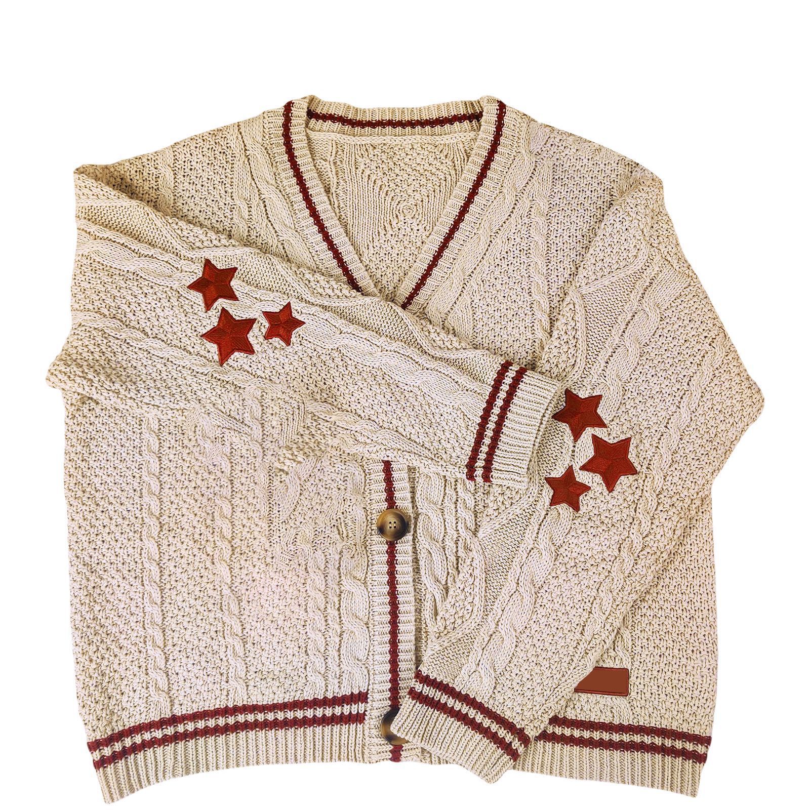 Autumn and winter solid color long-sleeved cardigan femininity commuting European and American bat wing knitted beige single-breasted sweater jacket - Image 5
