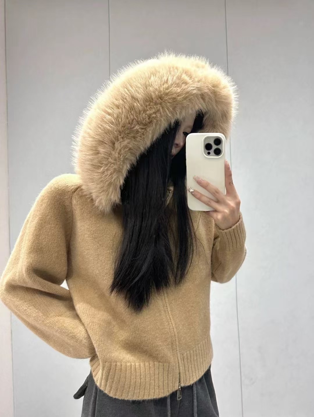 Cross-border Korean retro autumn and winter knitted cardigan women's loose casual versatile long-sleeved fur collar hooded sweater jacket women - Image 6