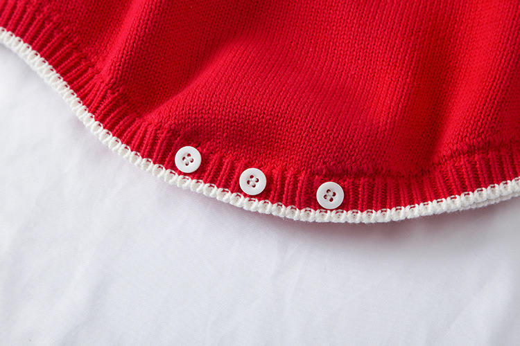 2022 Korean Spring New Infant Knitted Jumpsuit Female Baby Baby Doll Collar Long Sleeve Cotton Harness Romper - Image 2