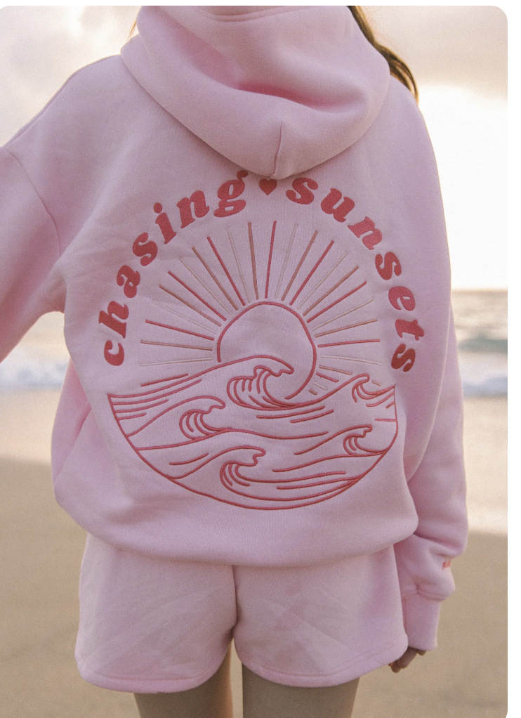 2024 New European Size Women's Drop Shoulder Sleeve Threaded Hawaii Hibiscus Brand Sweatshirt Hoodie Print - Image 6