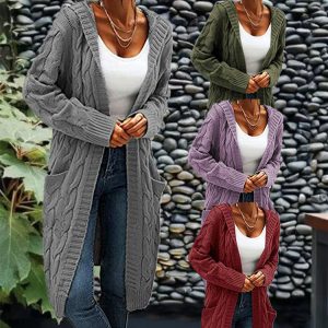 Women's Mid-Length Cable-Knit Cardigan