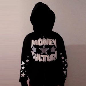 European and American street trend Y2K Gothic punk hip-hop fashion zipper hoodie