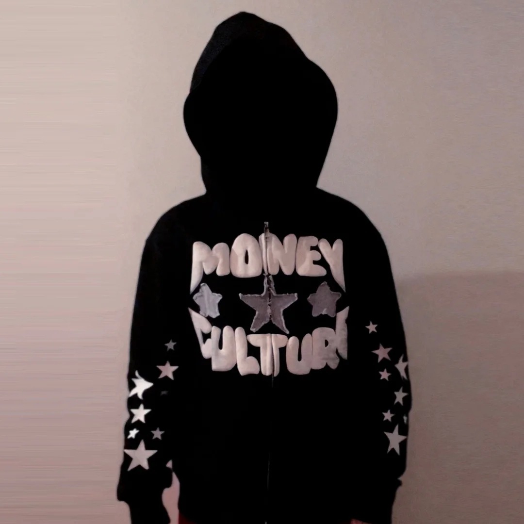 European and American street trend Y2K Gothic punk hip-hop fashion zipper hoodie