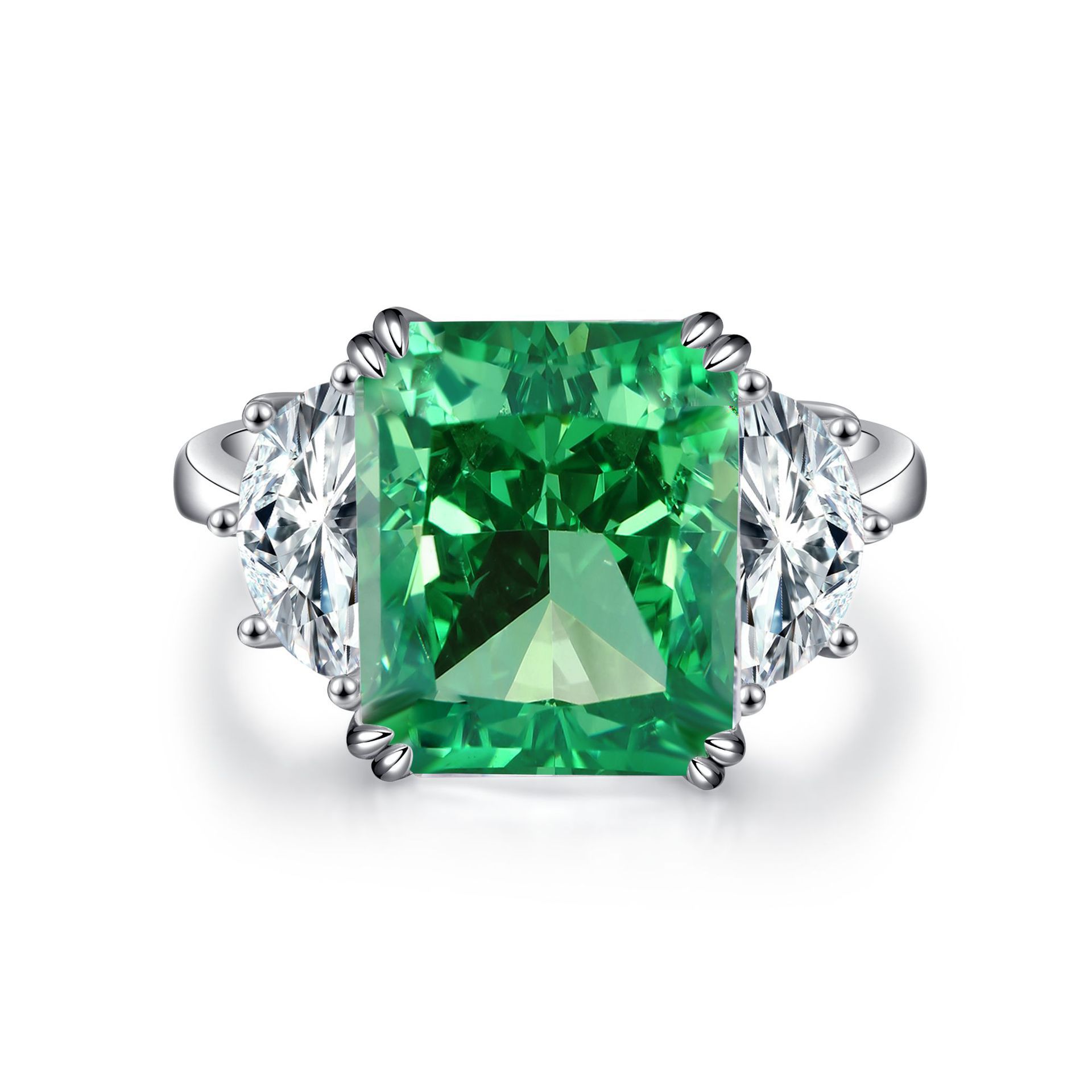 S925 Sterling Silver Ring for Women, 10x12 High Carbon Diamond Ice Flower Cut Ring, Fashionable and Versatile Colored Gemstone, European and American Cross-border Wholesale - Image 7