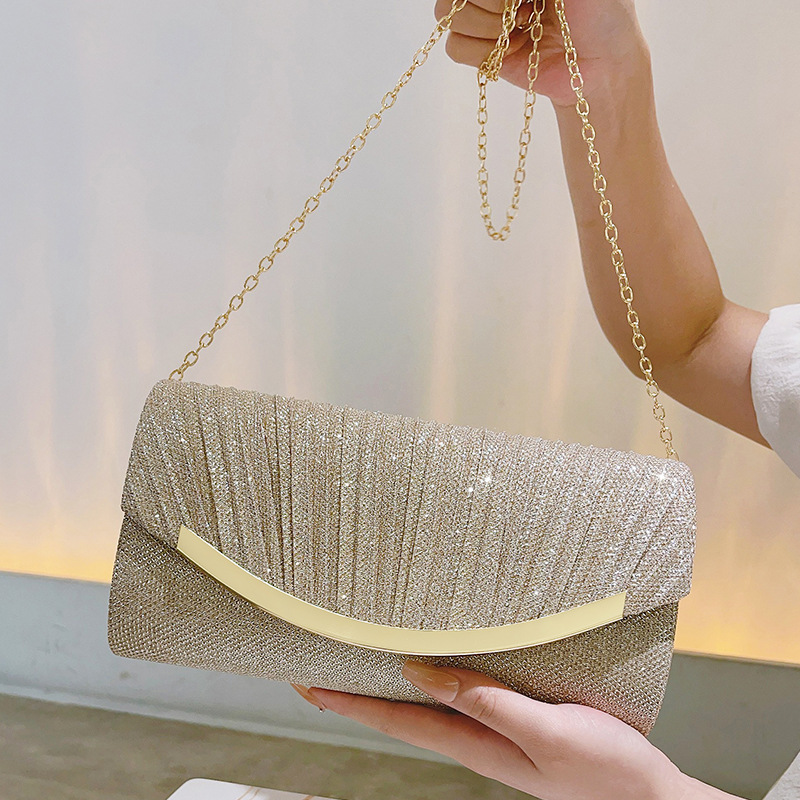 Cross-border new style glittering banquet clutch bag fashionable KTV princess bag envelope dinner bag crossbody chain dress bag - Image 2