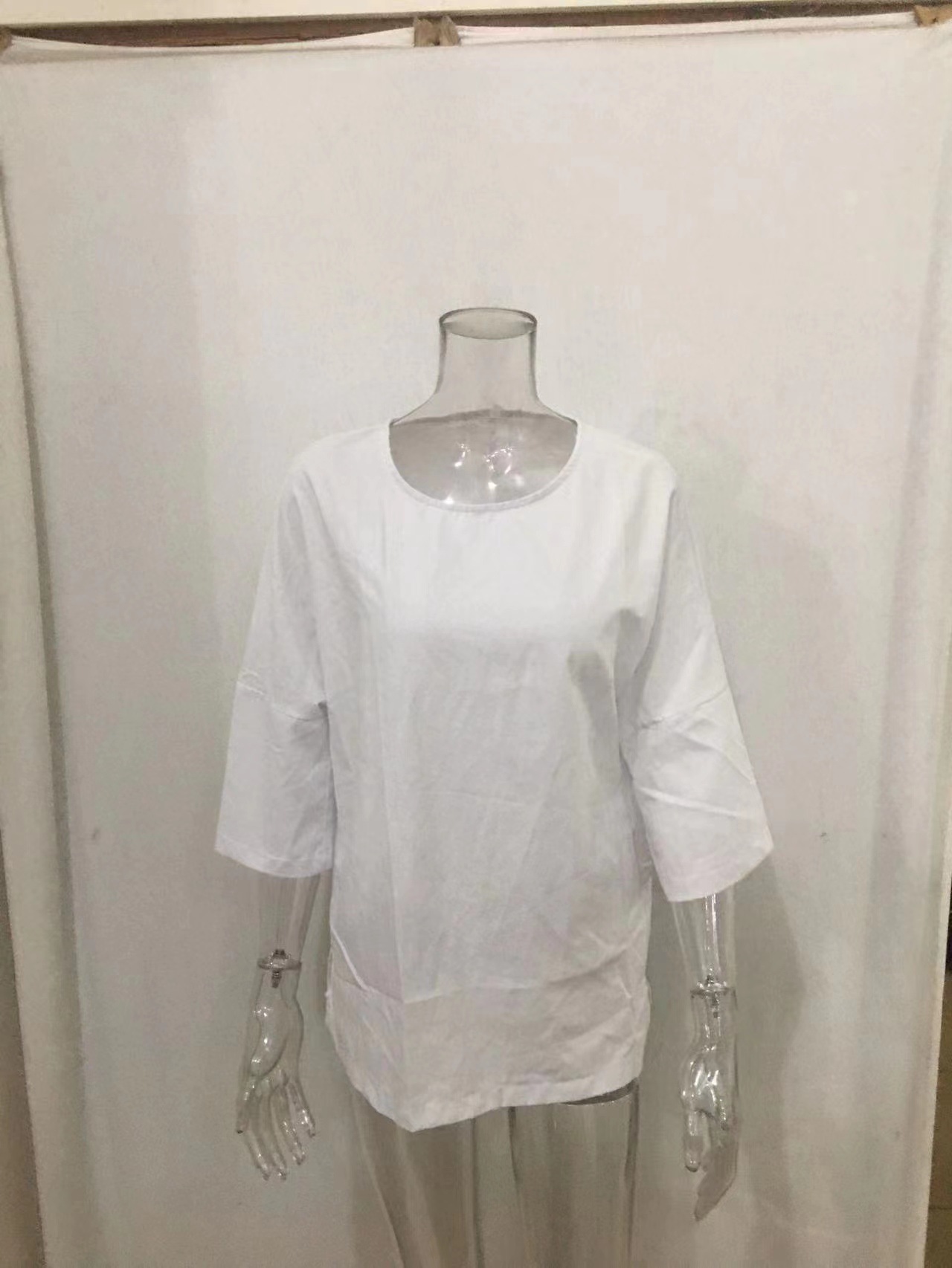 2026 Wish, EABI, Amazon New Arrival Women's Three-Quarter Sleeve Round Neck Cotton Linen Shirt Top - In Stock - Image 14