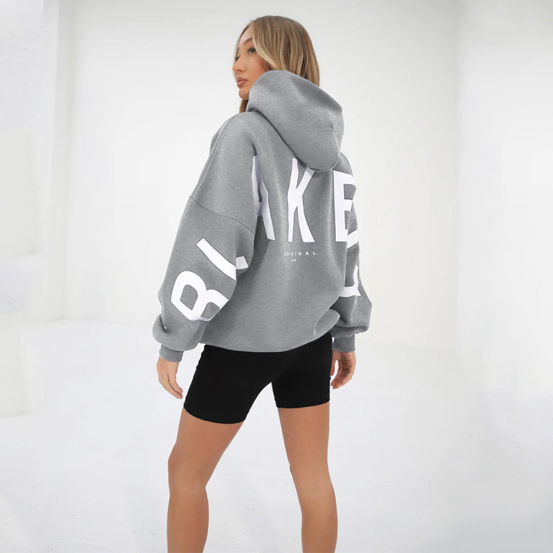 2023 new Amazon cross-border European and American fashion printing thickened versatile long-sleeved loose hooded sweatshirt for women - Image 13