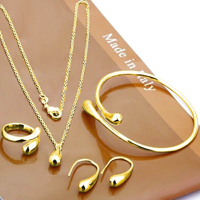 Cross-border European and American Fengshui drop four-piece set earrings ring bracelet necklace jewelry set manufacturers wholesale - Image 4