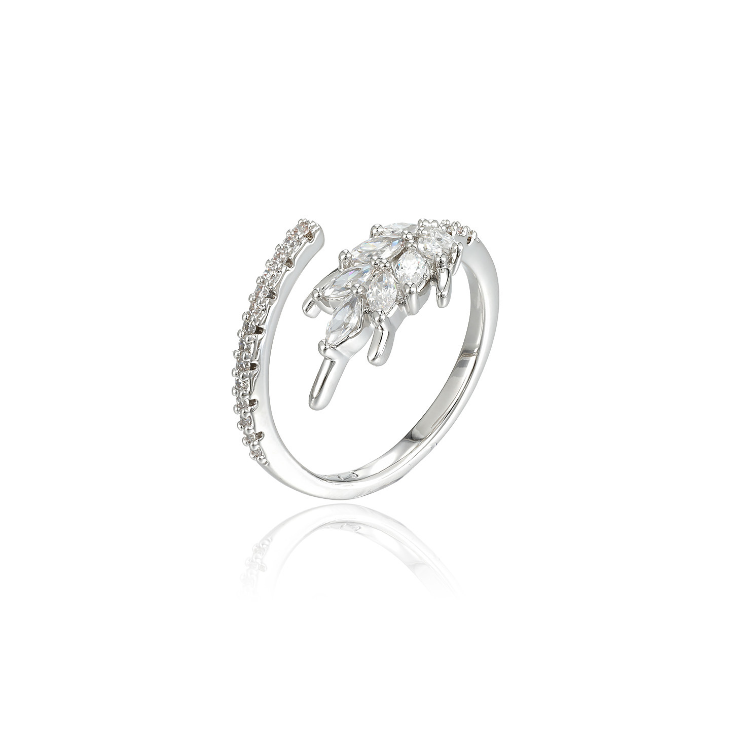 Xuping minimalist ins style open ring, copper alloy plated with white wheat ears, fashionable European and American style cross-border ring wholesale for women. - Image 3