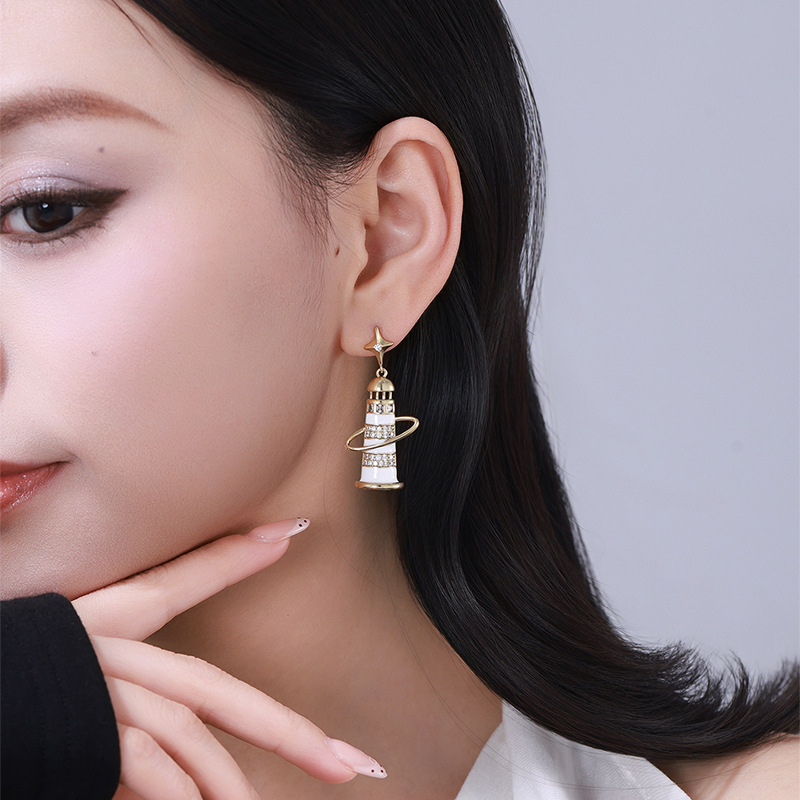 Xuping Fashion Niche Design Star Lighthouse Earrings and Necklace Jewelry Set - Festive and Elegant Earrings and Necklace - Image 3
