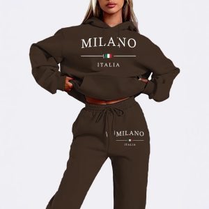 [Ready to ship on the same day] [Other patterns can be ordered] MILANO European and American trendy large size plus velvet sweatshirt set