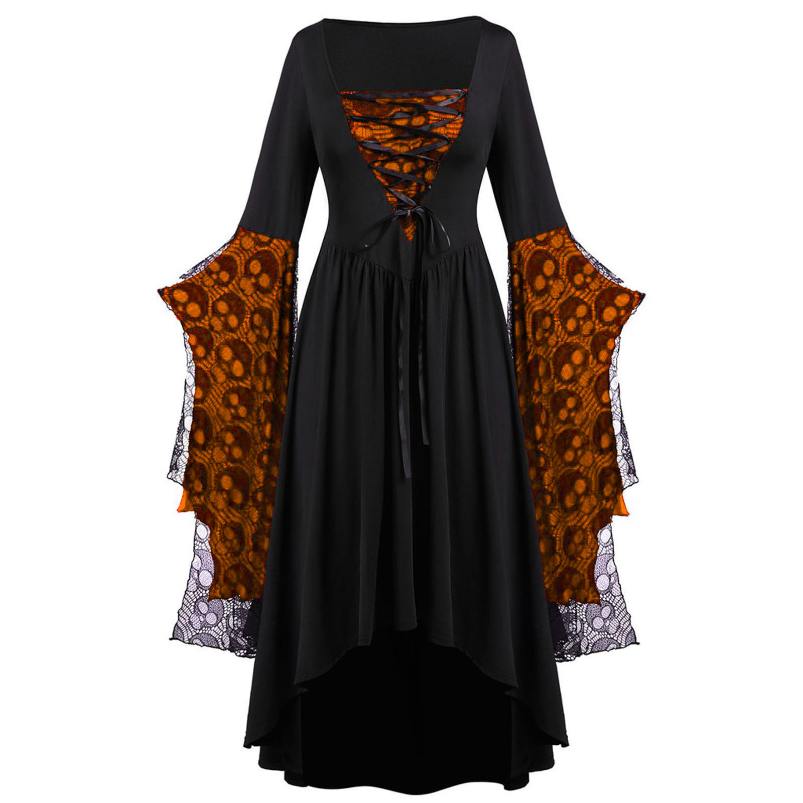 2023 Cross-border Foreign Trade Amazon Halloween European and American Costumes Skull Lace Strap Dress Hot Style Added Colors - Image 9