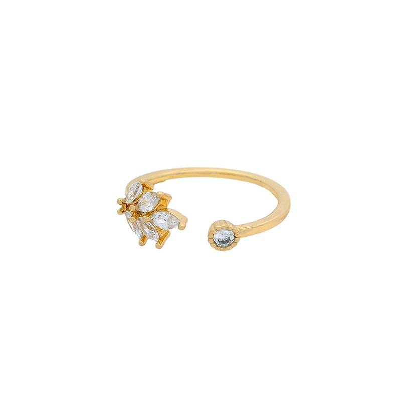 Xuping's new alloy electroplated 14k color artificial gemstone leaf ring, a fashionable and versatile women's bracelet. - Image 3