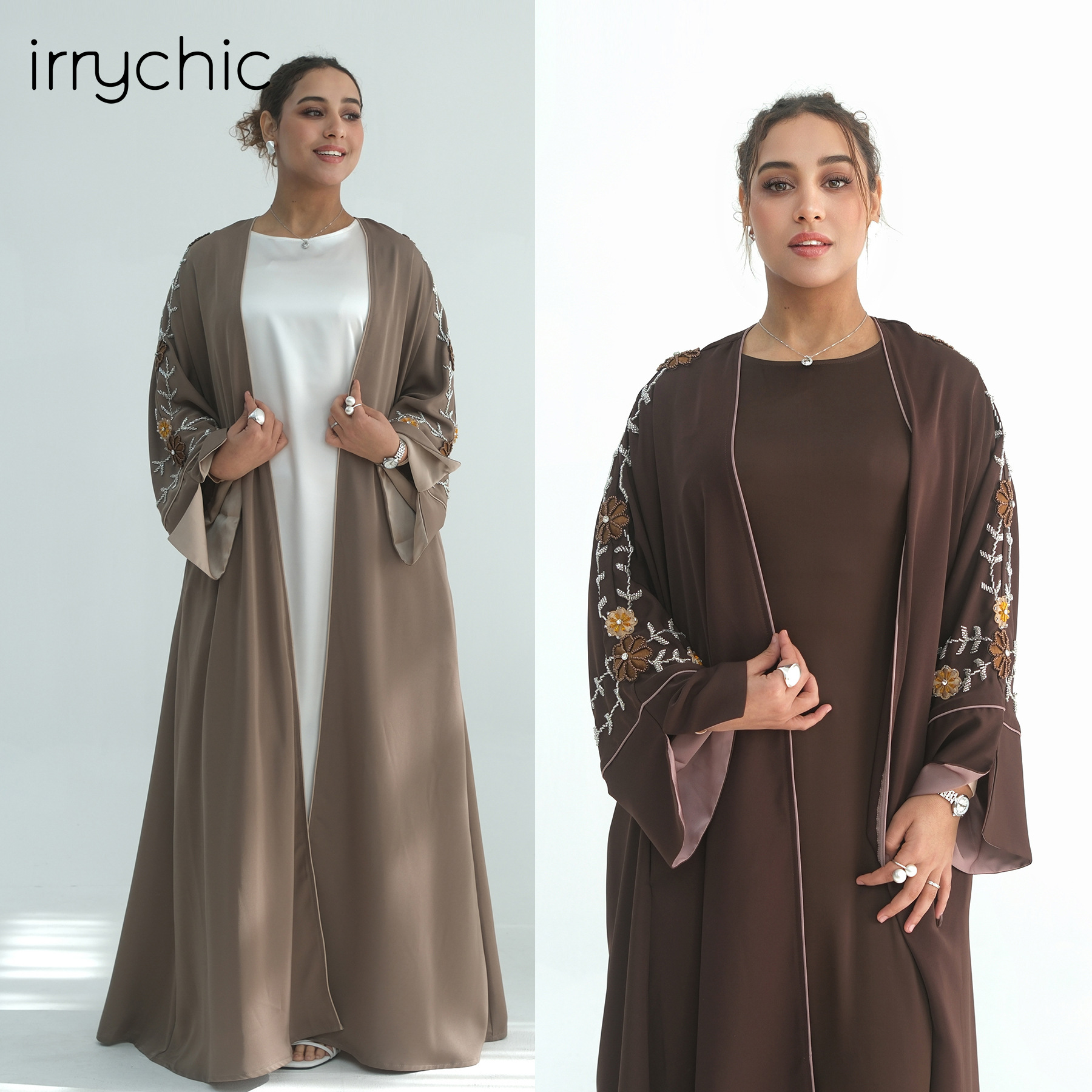 Actual photos straight from the camera, embroidered plus-size Middle Eastern European floral hand-beaded Middle Eastern Dubai robe/cardigan 1154